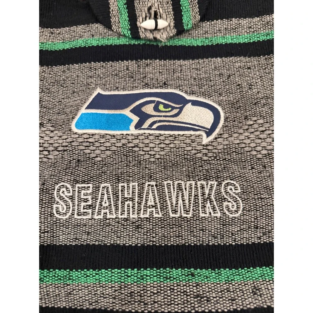 Seattle Seahawks Woven Baja Backpack Striped Drawstring Bag NFL Fan Gear Black